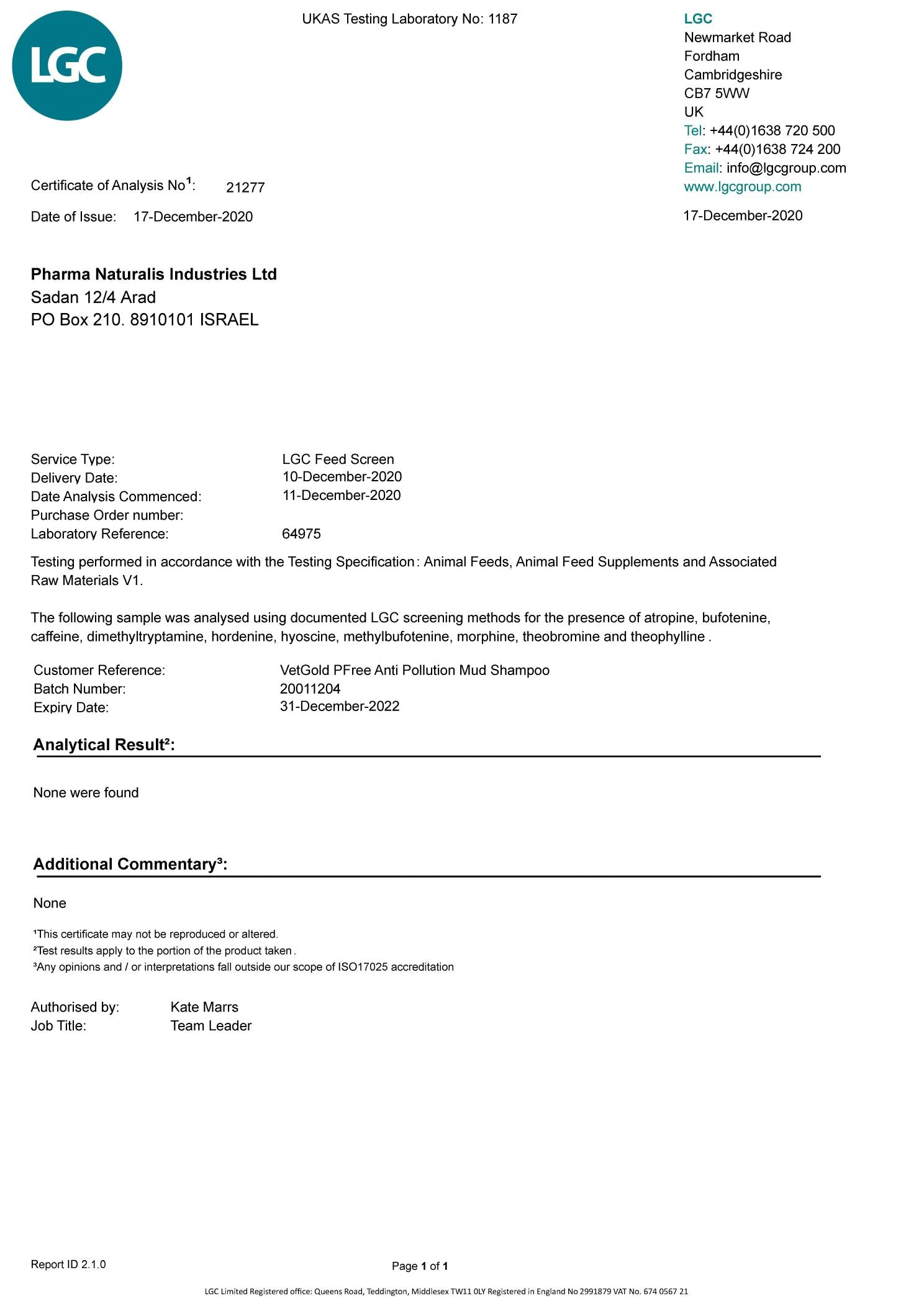 VetGold PFree Anti-Pollution Mud Shampoo