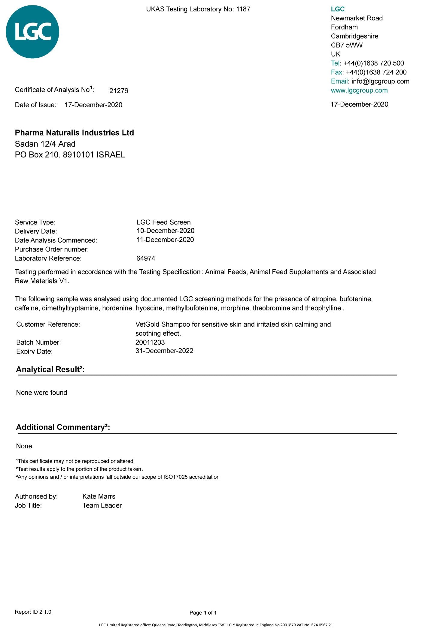 VetGold Shampoo for Sensitive & Irritated Skin