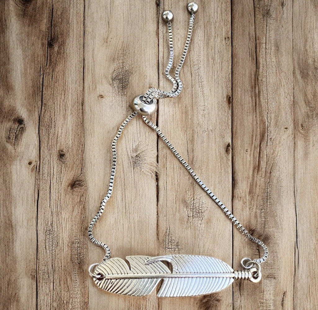 Adjustable Bracelet - Silver Feather - Modern Hustle Marketplace
