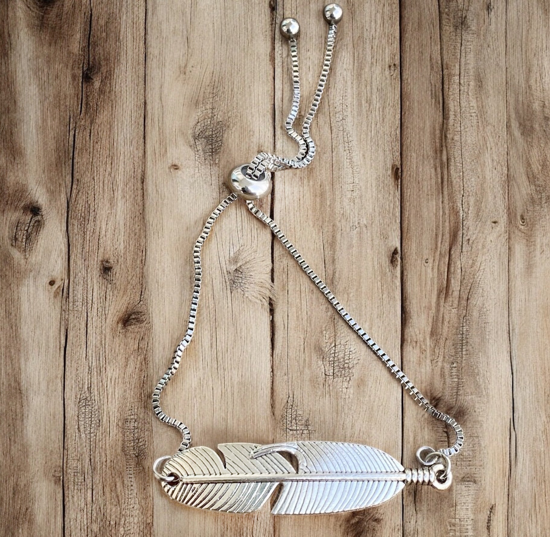 Adjustable Bracelet - Silver Feather - Modern Hustle Marketplace