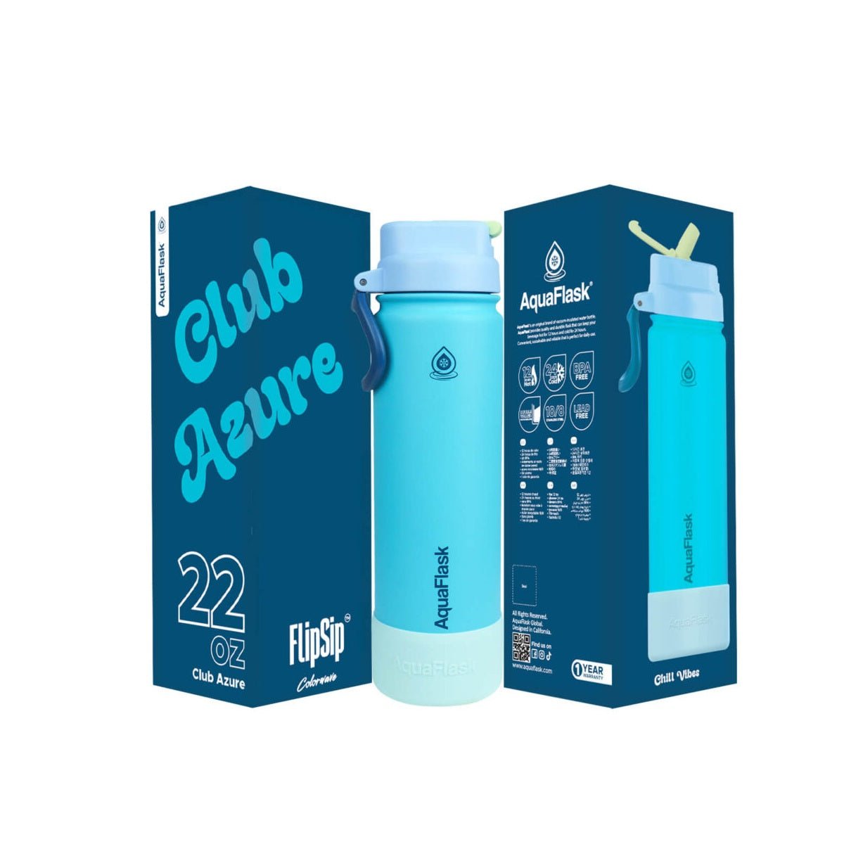 AquaFlask (22oz) Colorwave Flip Sip Insulated Water Bottle Double Wall Stainless Steel Hot & Cold - Modern Hustle Marketplace