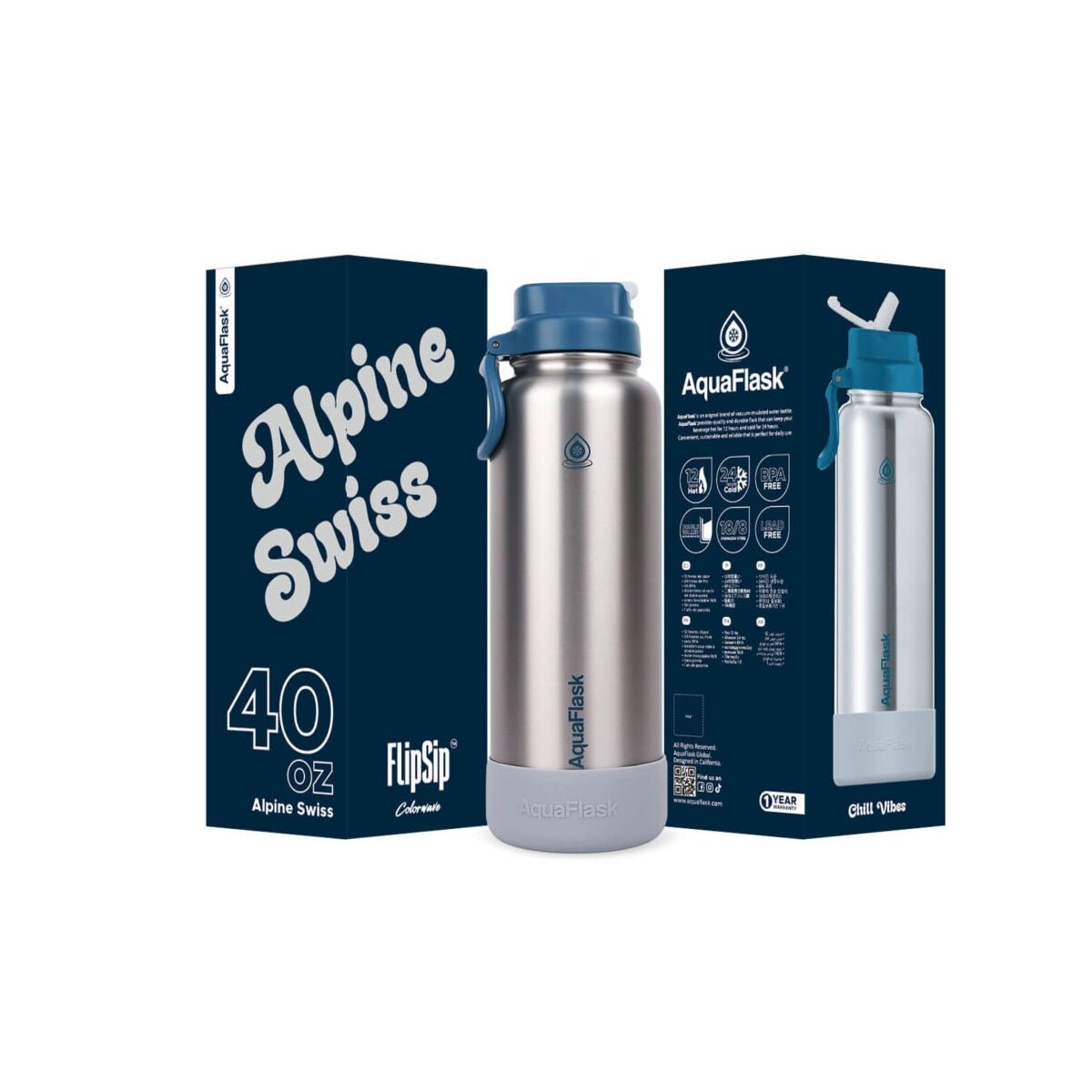 AquaFlask Colorwave 40oz Flip Sip Bottle – Insulated Stainless Steel Water Flask - Modern Hustle Marketplace