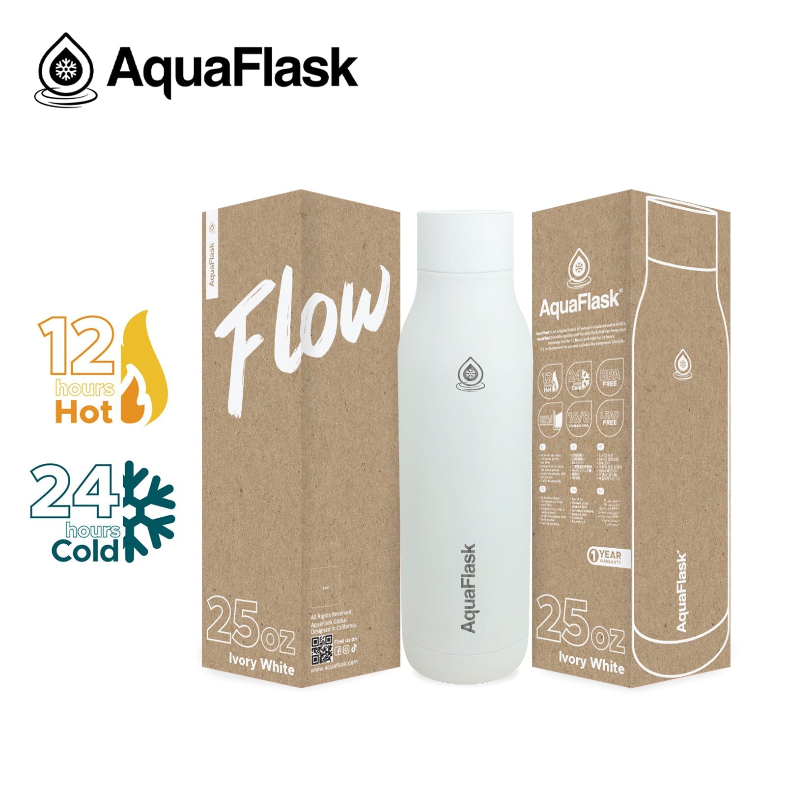 AquaFlask FLOW Vacuum Insulated Water Bottles 739 ml (25 oz) - Modern Hustle Marketplace