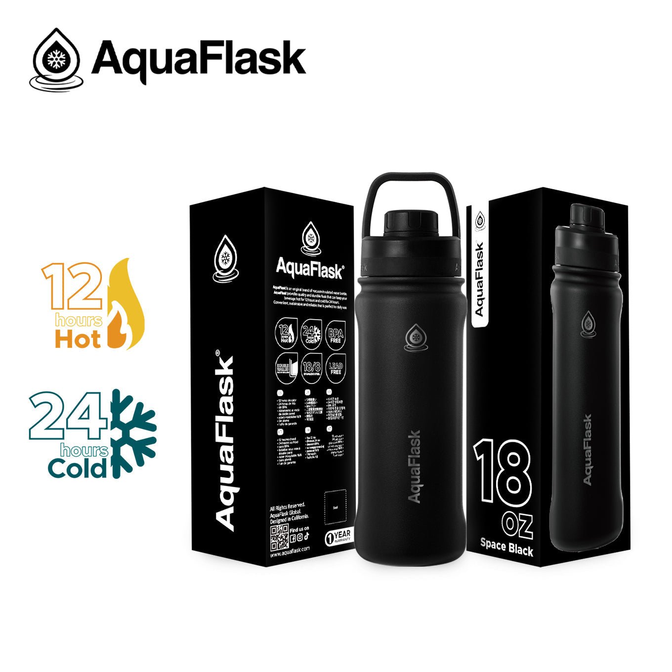 AquaFlask Original Vacuum Insulated Water Bottles 530ml (18oz) - Modern Hustle Marketplace