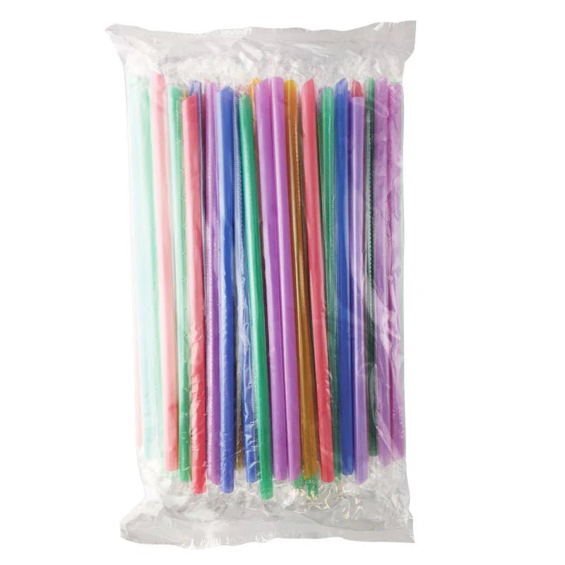 Assorted Color Plastic Straws With Cut Edge aka Thin or Slim Boba Straws - Individually Wrapped - 8mm Long (23.5cm) - Case of 2100 pcs - Modern Hustle Marketplace