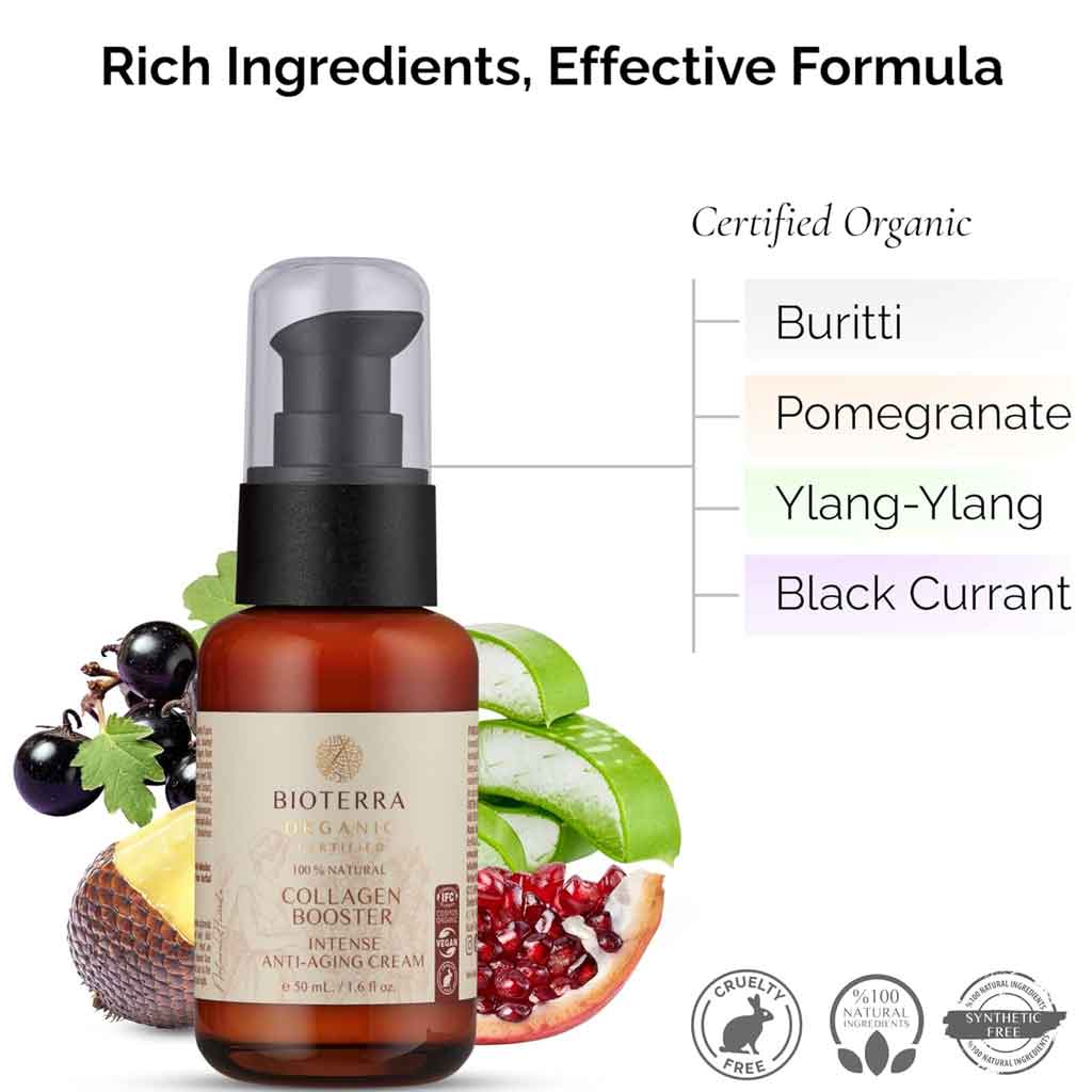 Bioterra Organic Collagen - Boosting Anti - Aging Face Cream – 50 ml | Smooths & Firms Skin - Modern Hustle Marketplace
