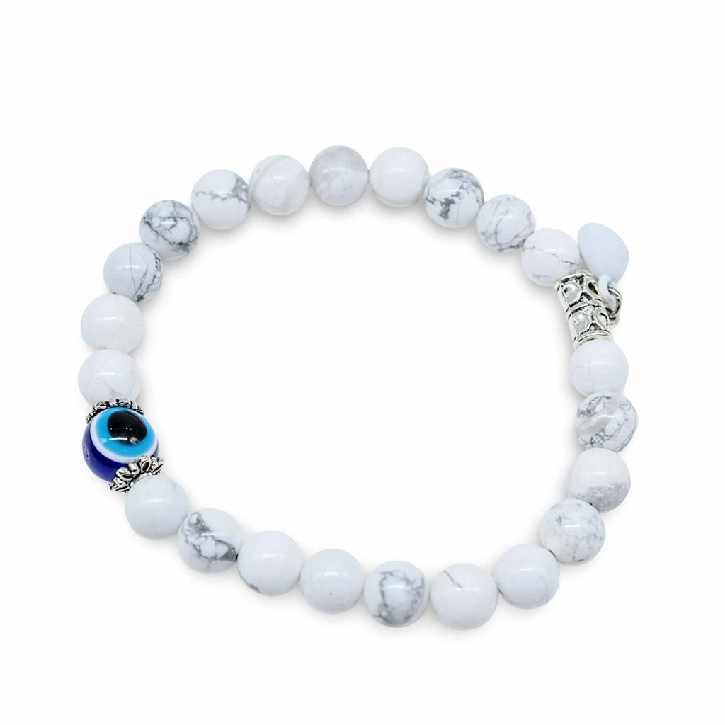 Bracelet - 2Pcs Set - Natural Howlite & Obsidian with Evil Eye - Matching Bracelets - Modern Hustle Marketplace