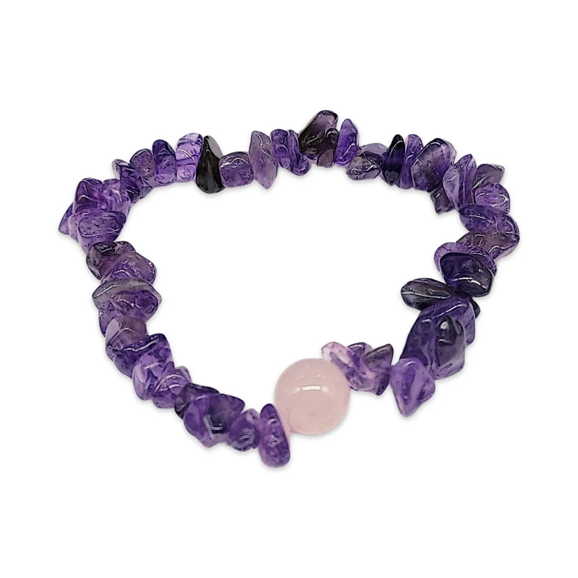Bracelet - Amethyst & Rose Quartz - Chips & Bead - Modern Hustle Marketplace