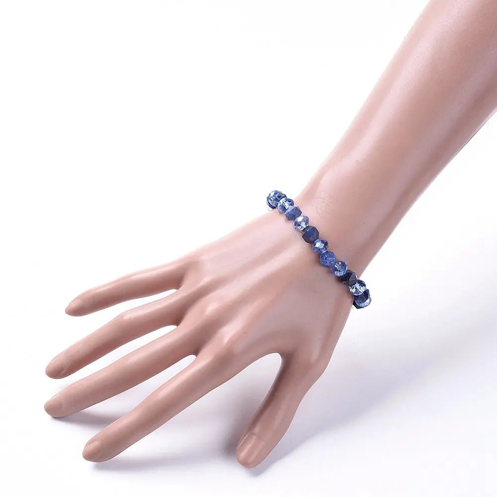 Bracelet - Natural Sodalite with Electroplate - Faceted - 8mm - Modern Hustle Marketplace
