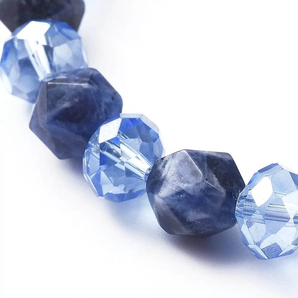 Bracelet - Natural Sodalite with Electroplate - Faceted - 8mm - Modern Hustle Marketplace