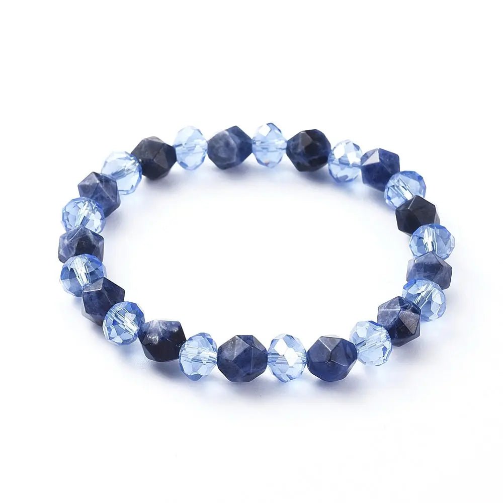 Bracelet - Natural Sodalite with Electroplate - Faceted - 8mm - Modern Hustle Marketplace
