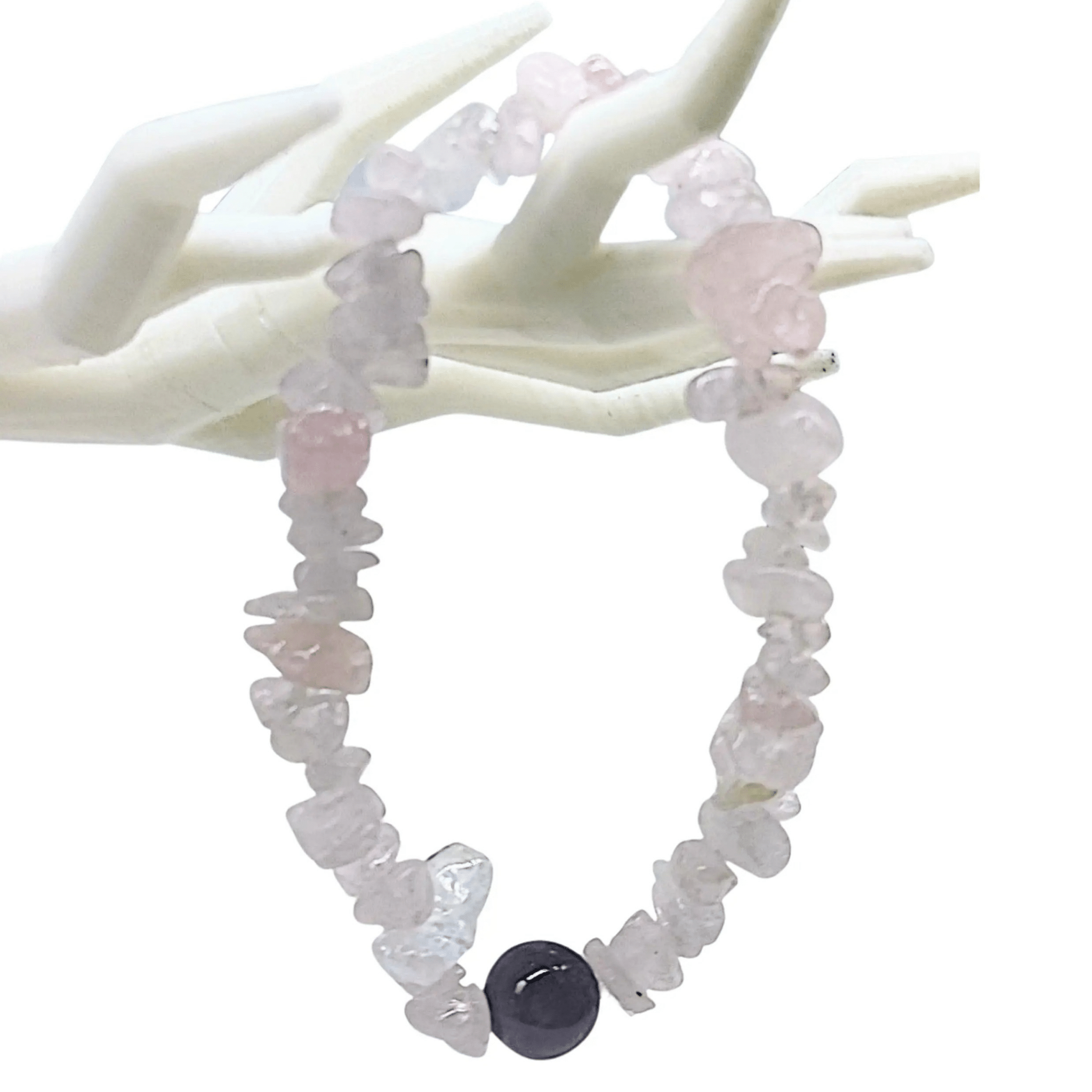 Bracelet - Rose Quartz Chips - Amethyst Bead - Modern Hustle Marketplace