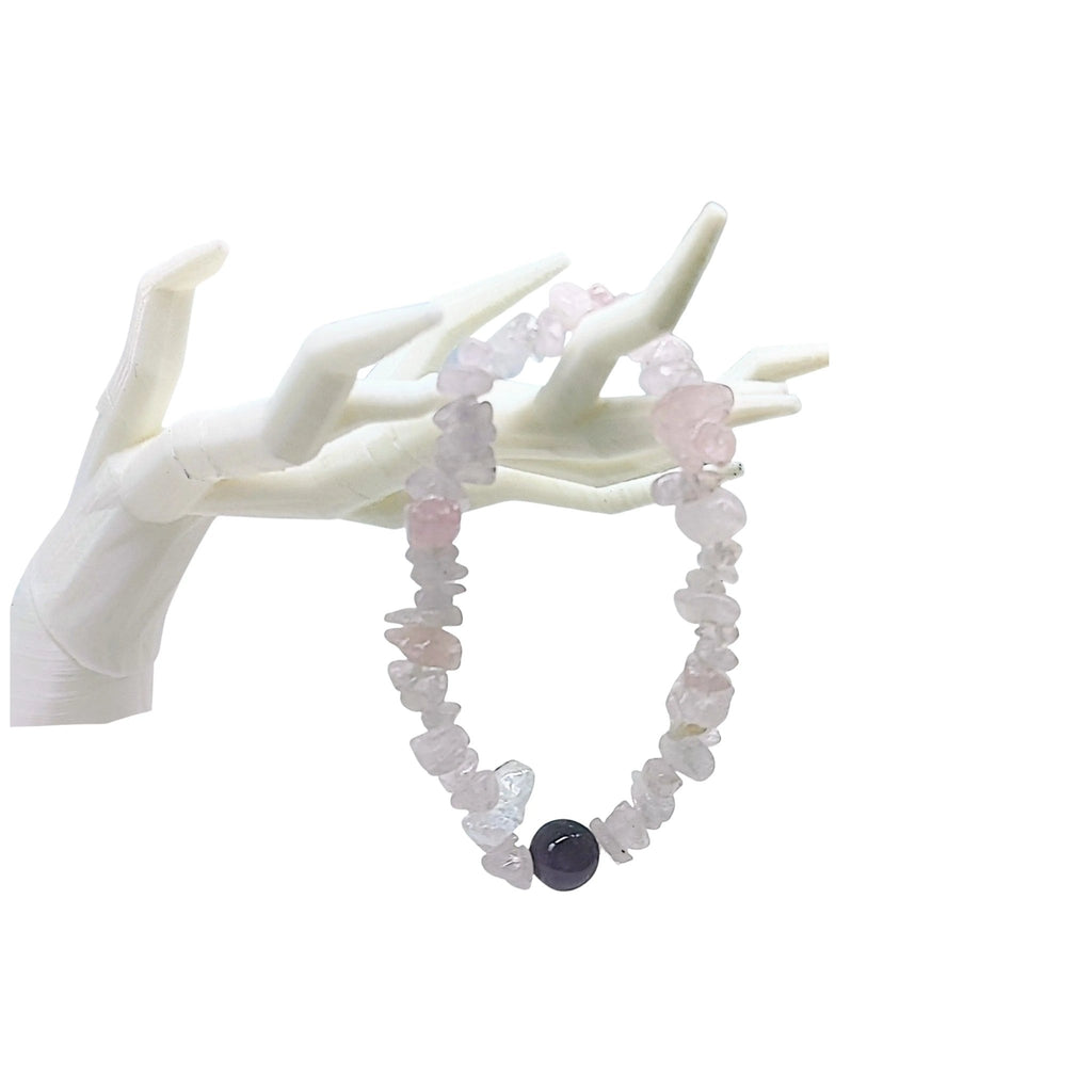 Bracelet - Rose Quartz Chips - Amethyst Bead - Modern Hustle Marketplace