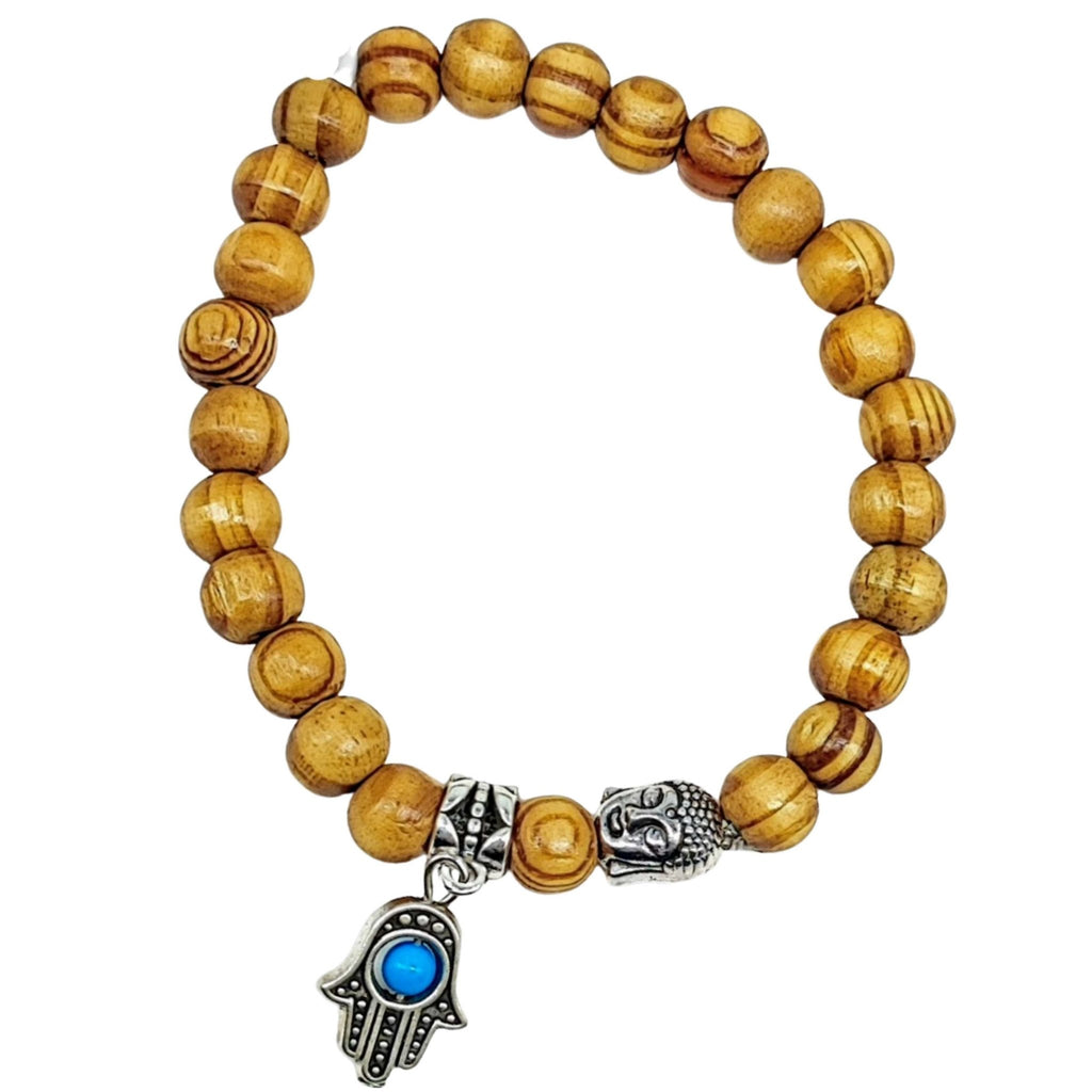 Bracelet - Wood - Fatima Hand - Howlite - Blue - 8mm - Modern Hustle Marketplace