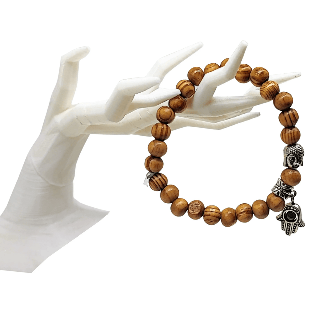 Bracelet - Wood - Fatima Hand - Red Tiger Eye - 8mm - Modern Hustle Marketplace