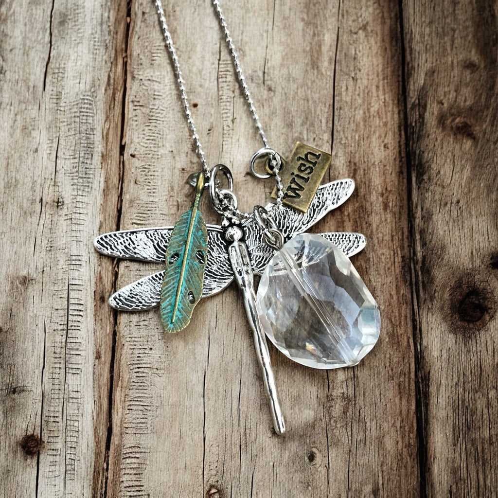 Crystal Dragonfly Wish Necklace - Modern Hustle Marketplace