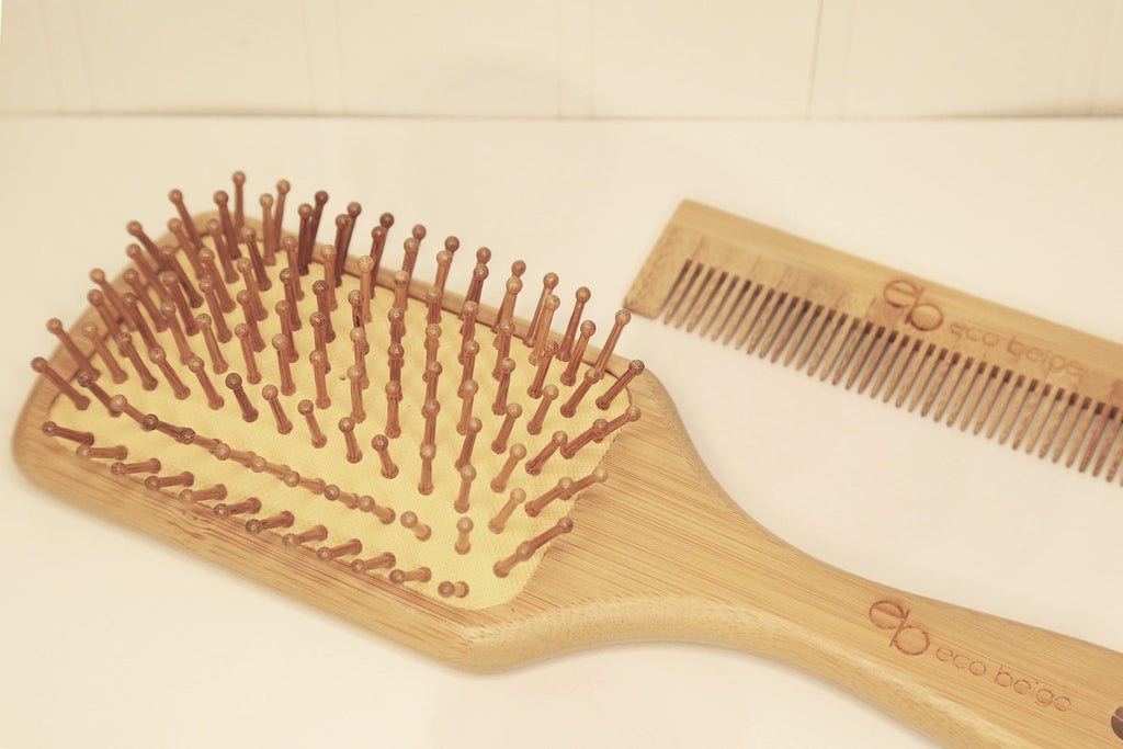 Cushioned Bamboo Hair Brush - Rectangle - Modern Hustle Marketplace