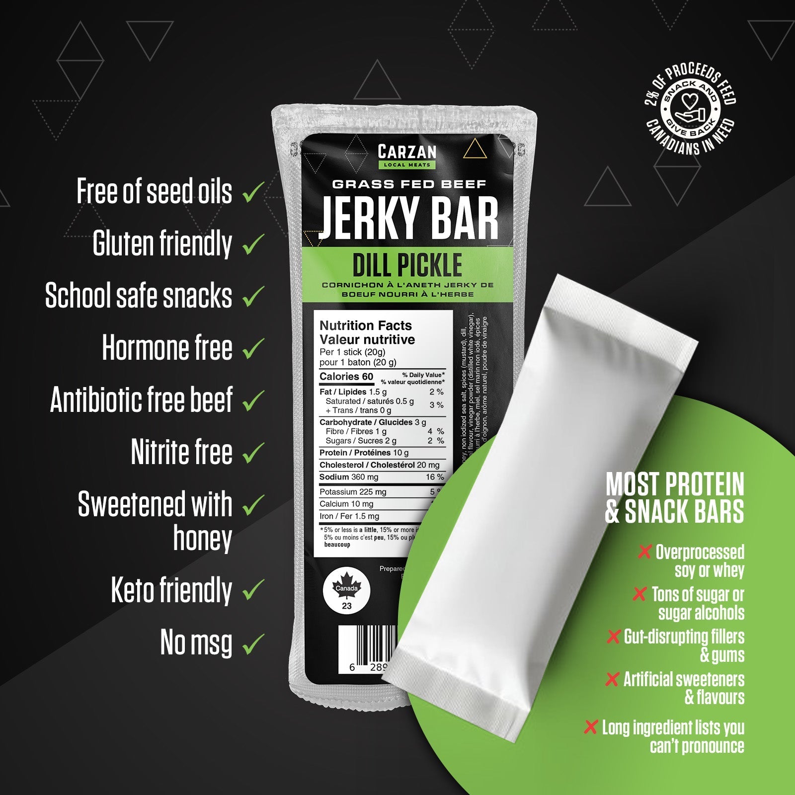 Dill Pickle Grass - Fed Beef Jerky Bars - Modern Hustle Marketplace