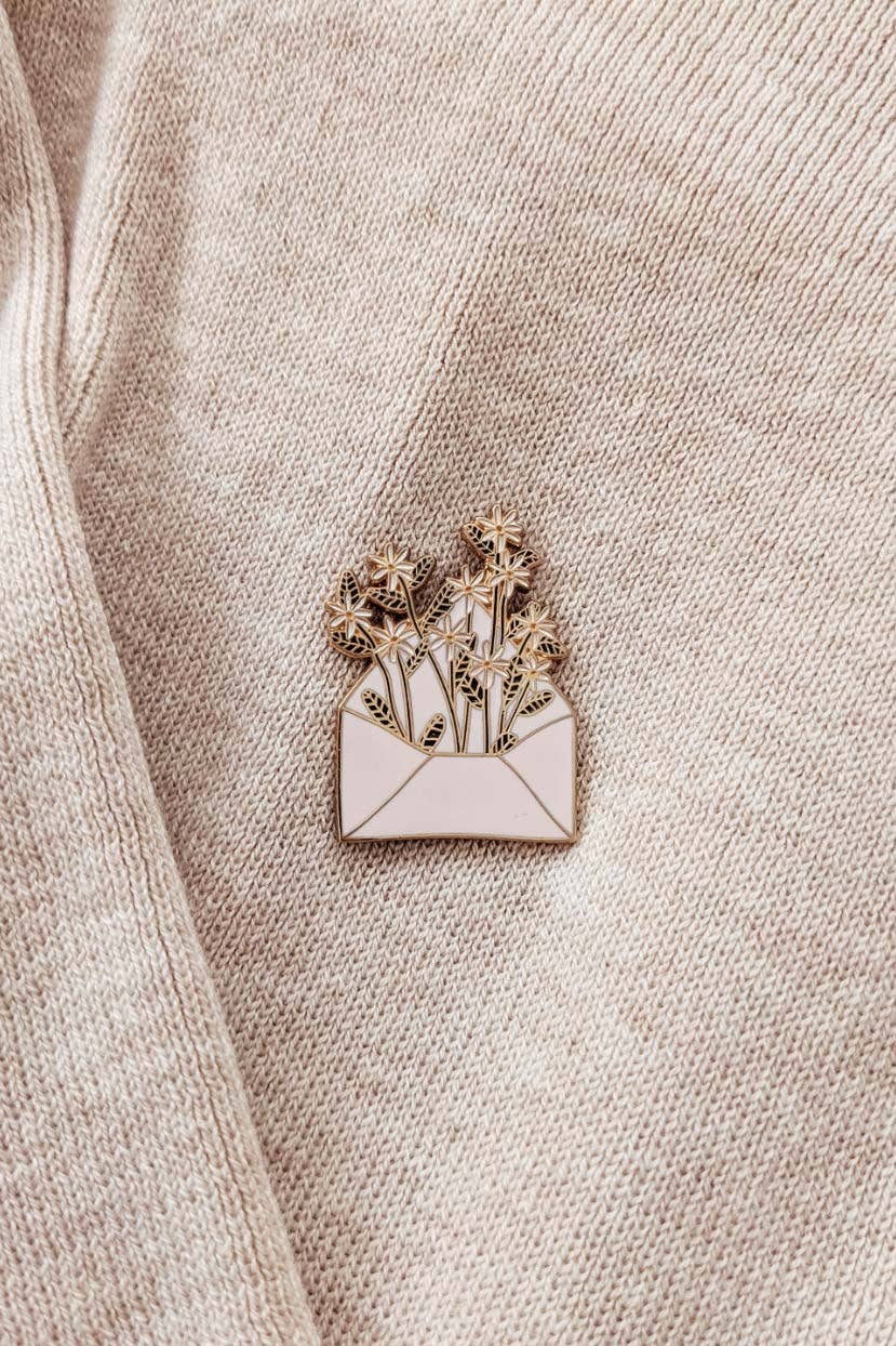 Letter full of flowers Enamel pin - Modern Hustle Marketplace