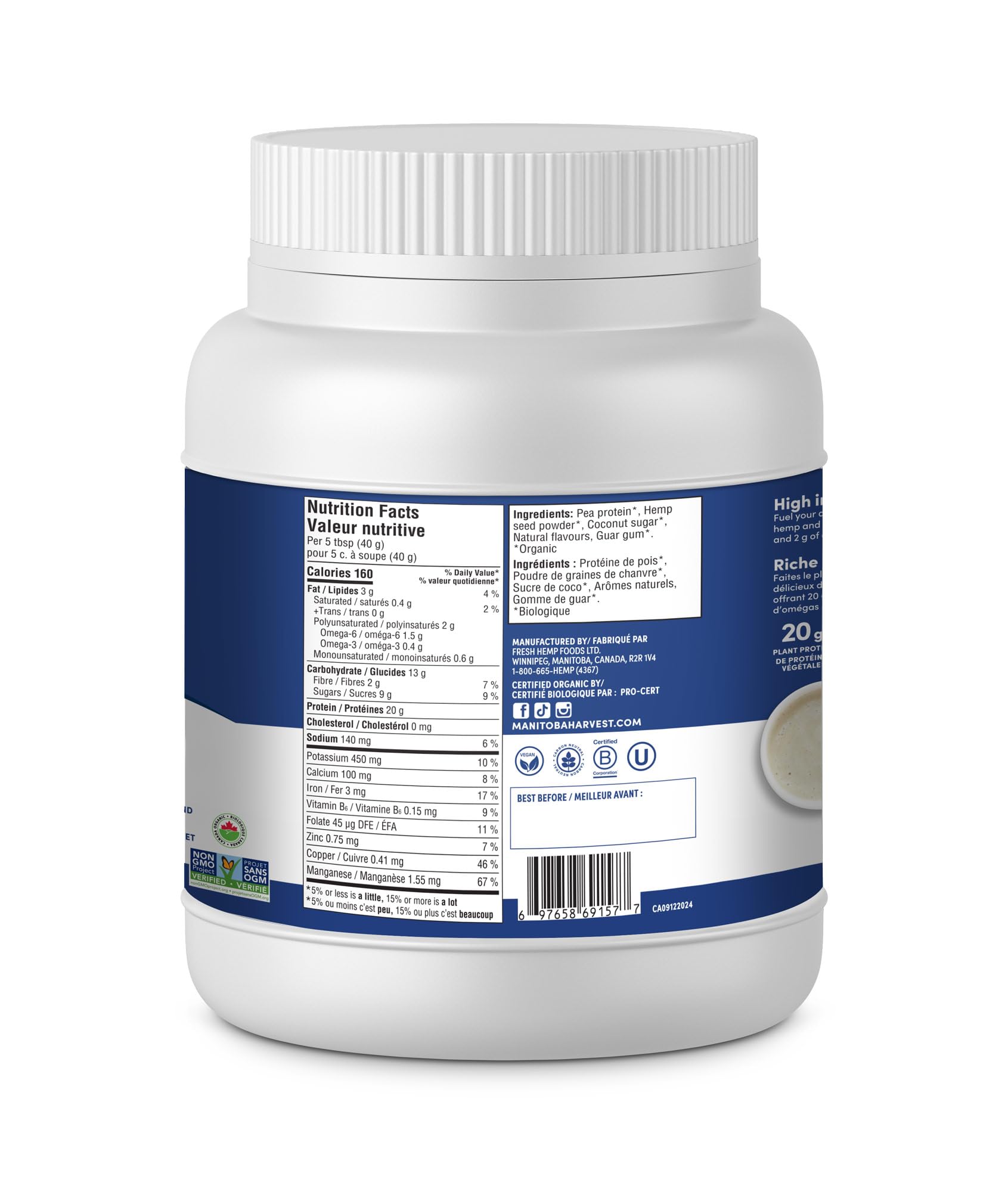 Manitoba Harvest - Plant Protein Blend - Vanilla (454g) - Modern Hustle Marketplace