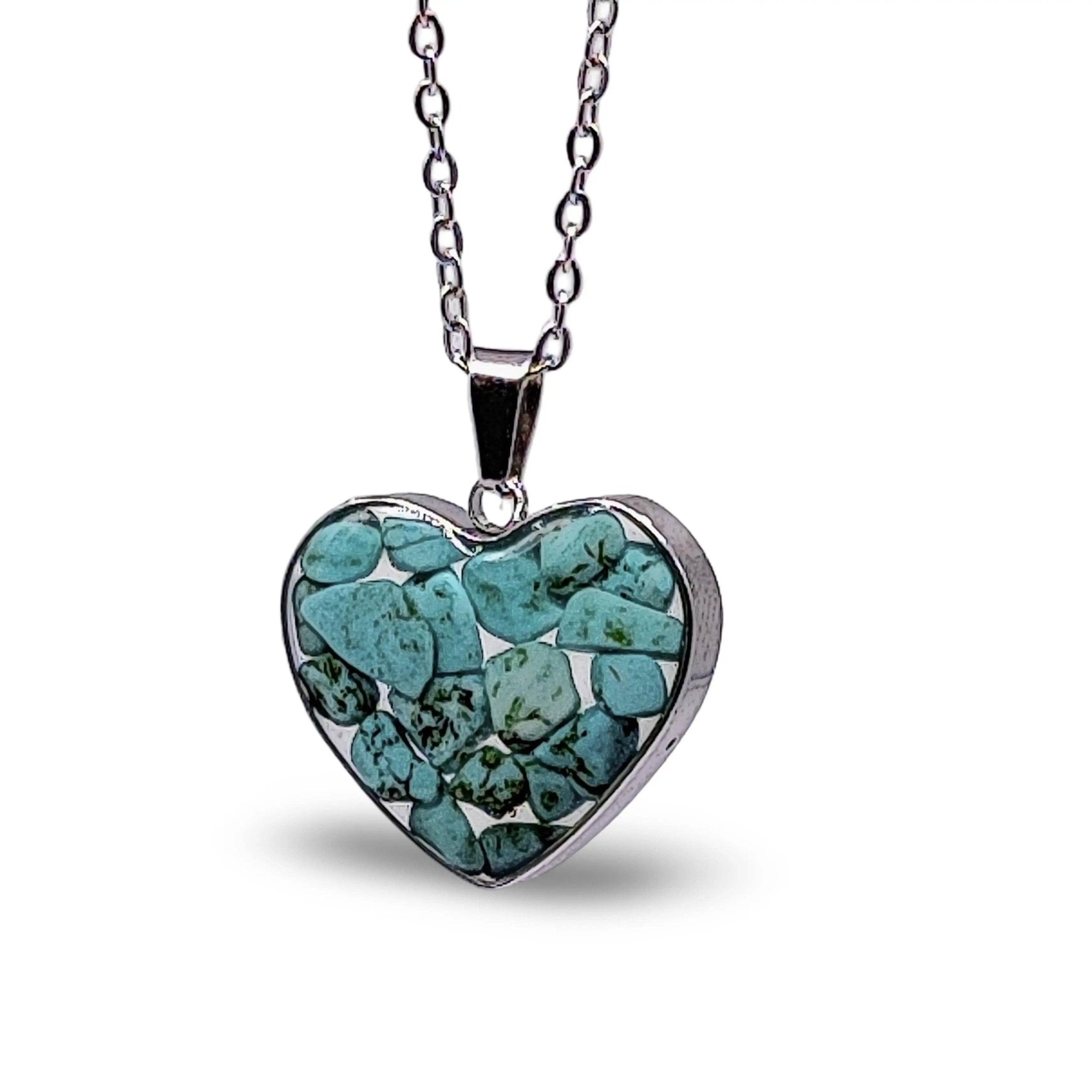 Necklace - Heart Shaped Glass Bottle - Blue Howlite - Modern Hustle Marketplace