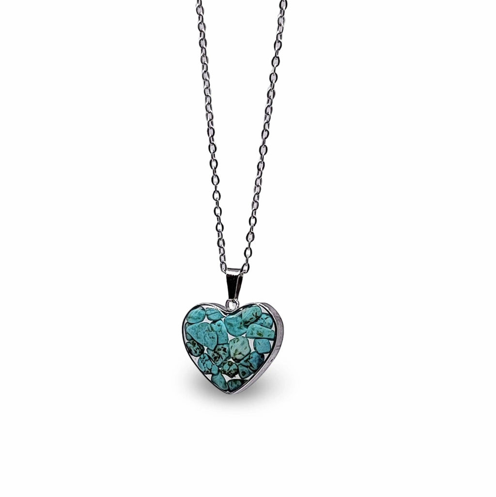 Necklace - Heart Shaped Glass Bottle - Blue Howlite - Modern Hustle Marketplace