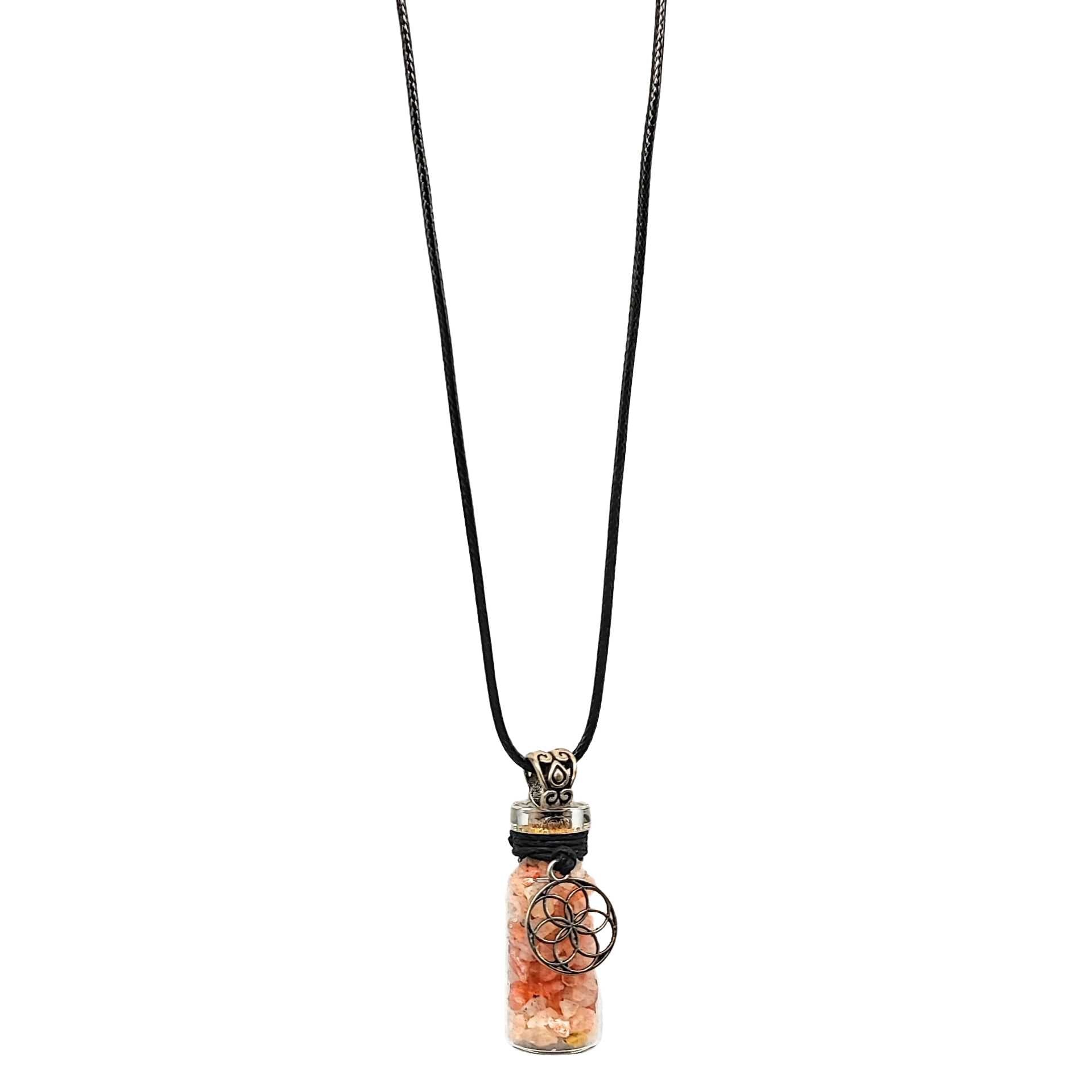 Necklace - Sunstone Gemstone with Seed of Life - Bottle - Modern Hustle Marketplace