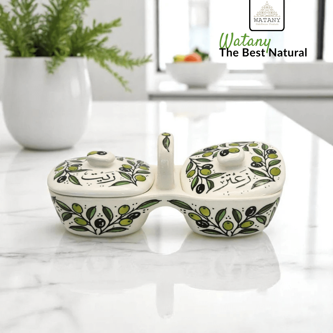 Olive Oil and Zaatar Plates Set 12×11.5×23.5 cm - Modern Hustle Marketplace