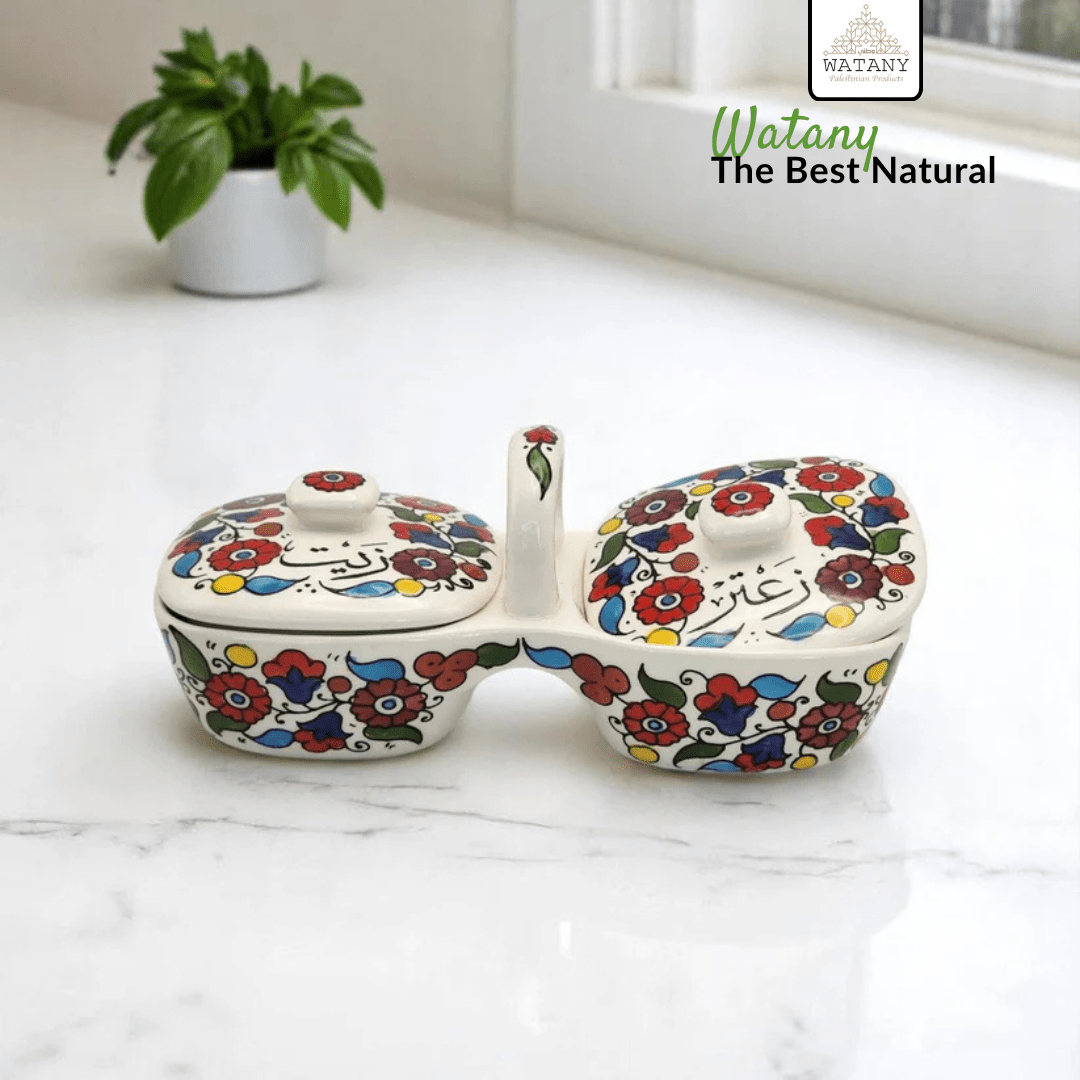 Olive Oil and Zaatar Plates Set 12×11.5×23.5 cm - Modern Hustle Marketplace