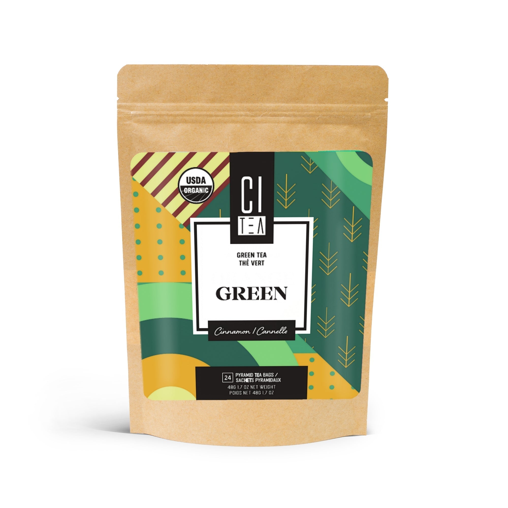 Organic Green tea with Cinnamon - 24 Pyramid Tea Bags - Modern Hustle Marketplace