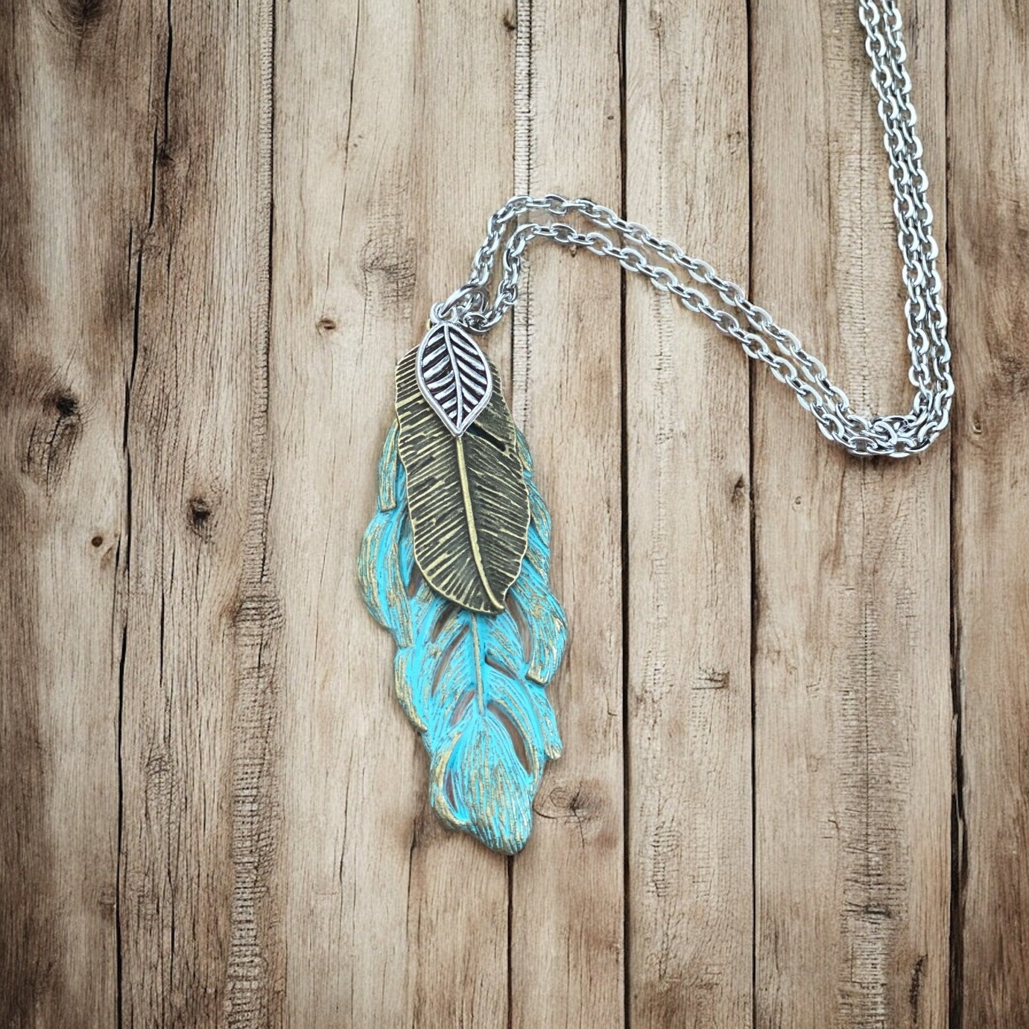 Patina Feather Necklace - Modern Hustle Marketplace