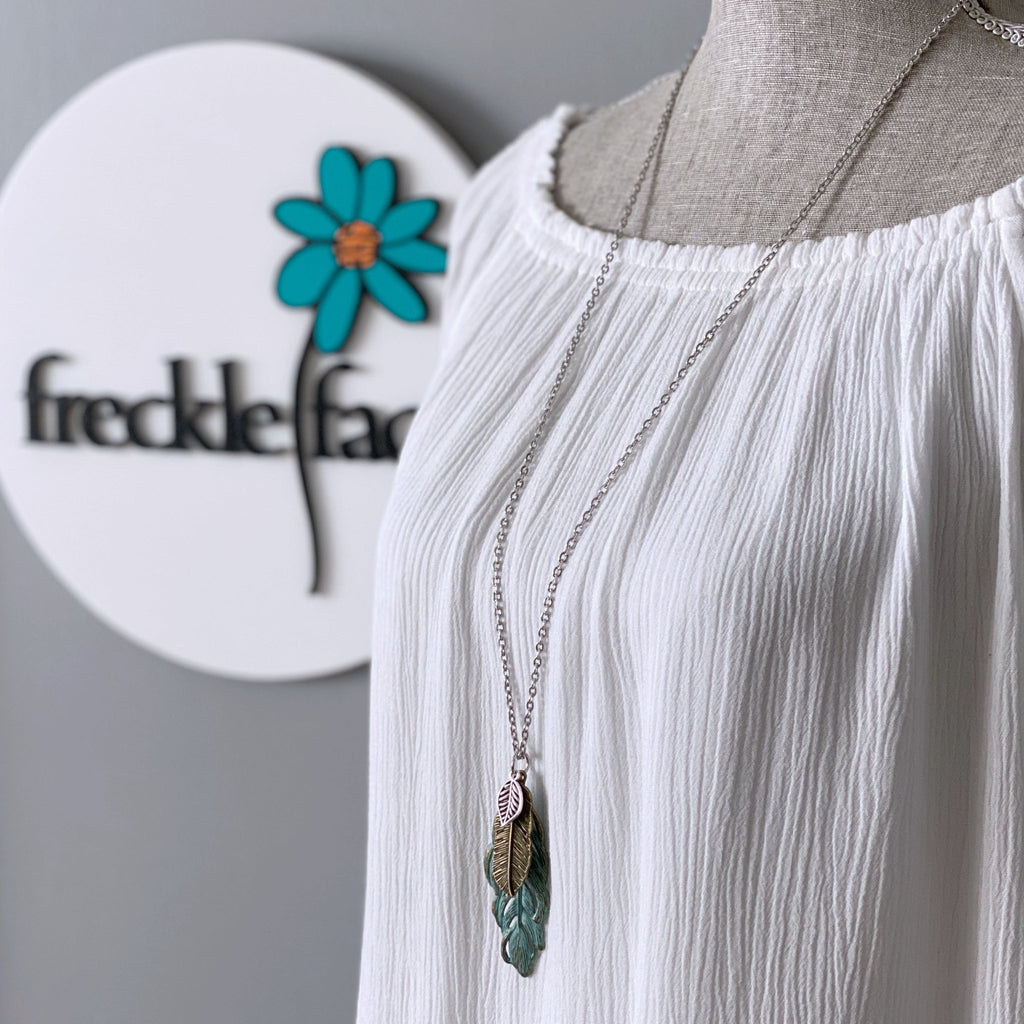Patina Feather Necklace - Modern Hustle Marketplace