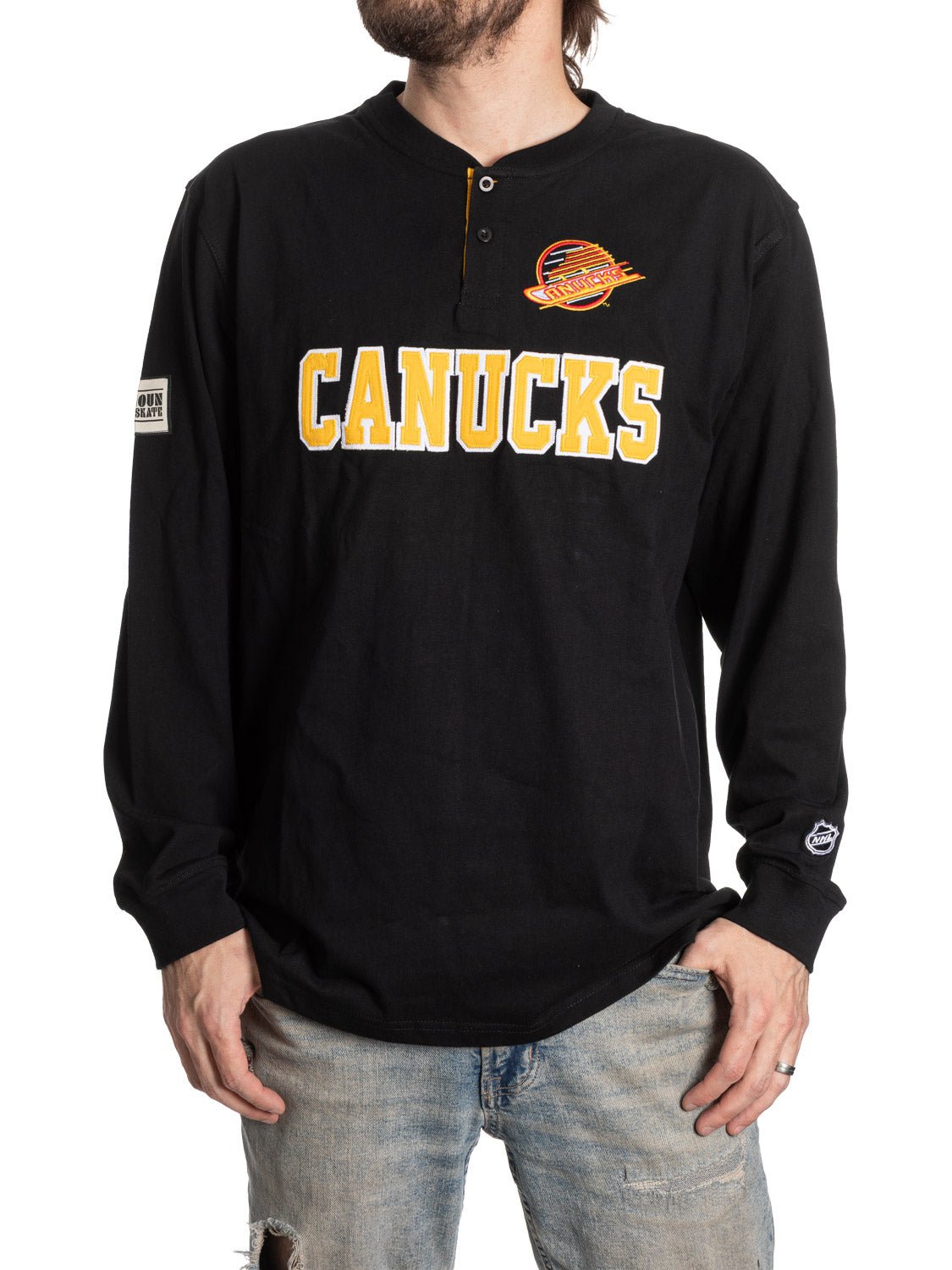 Retro Vancouver Canucks Long Sleeve Henley - Modern Hustle Marketplace