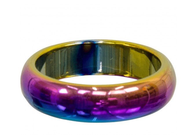 Ring - Rainbow Hematite - Round - Magnetic - Size 6 - 10 - Modern Hustle Marketplace