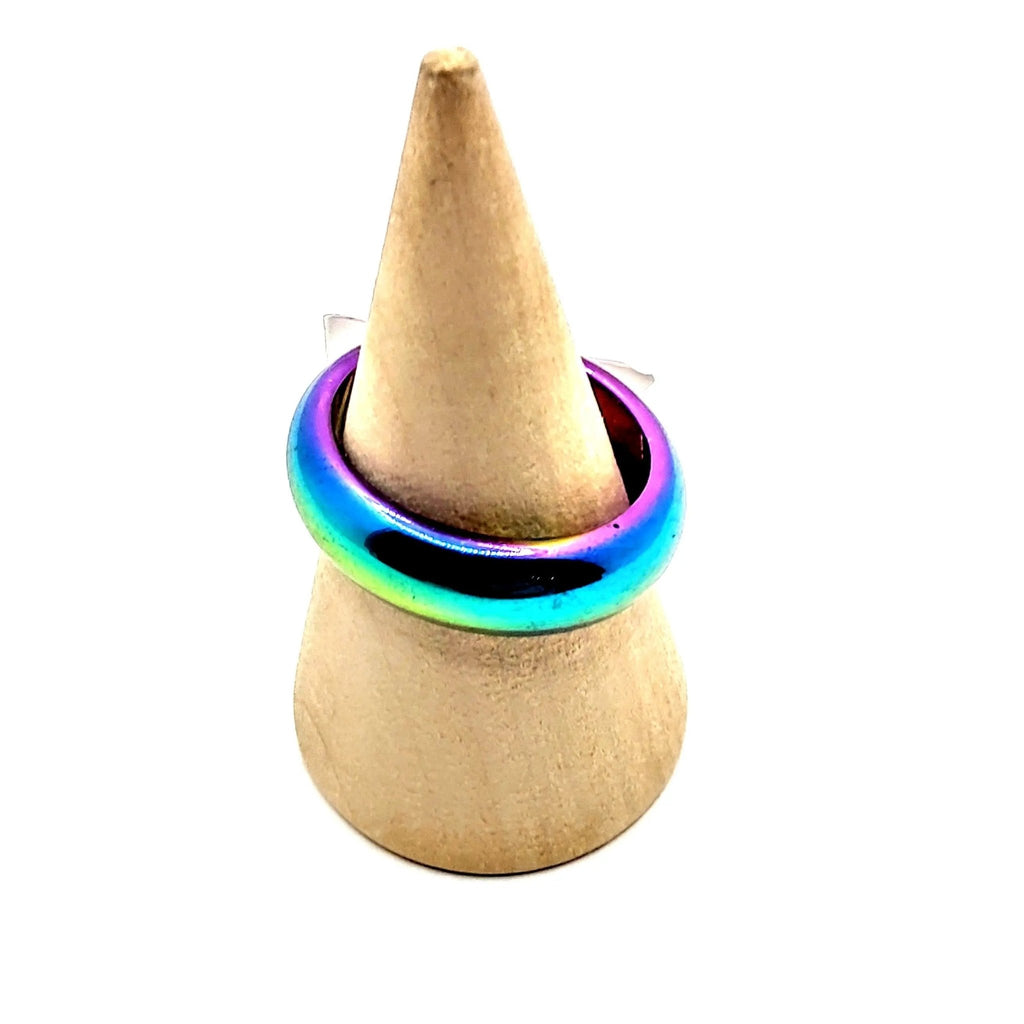 Ring - Rainbow Hematite - Round - Magnetic - Size 6 - 10 - Modern Hustle Marketplace