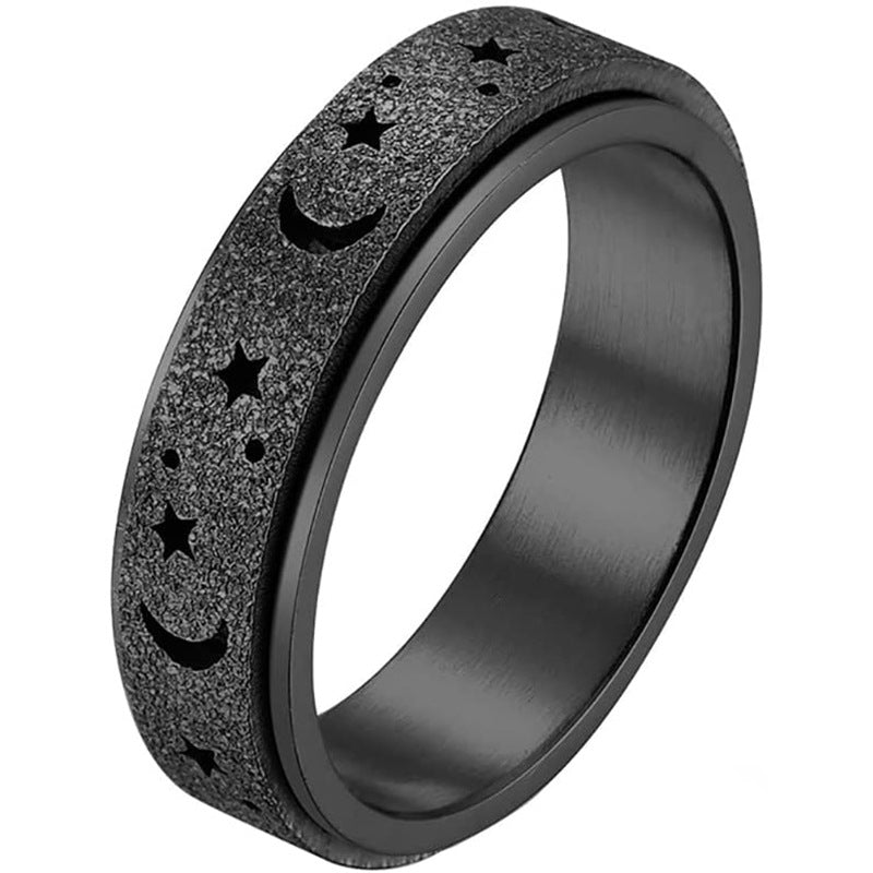 Rotating Ring - Stress Anxiety Relief - Stainless Steel - Moon and Star - Modern Hustle Marketplace