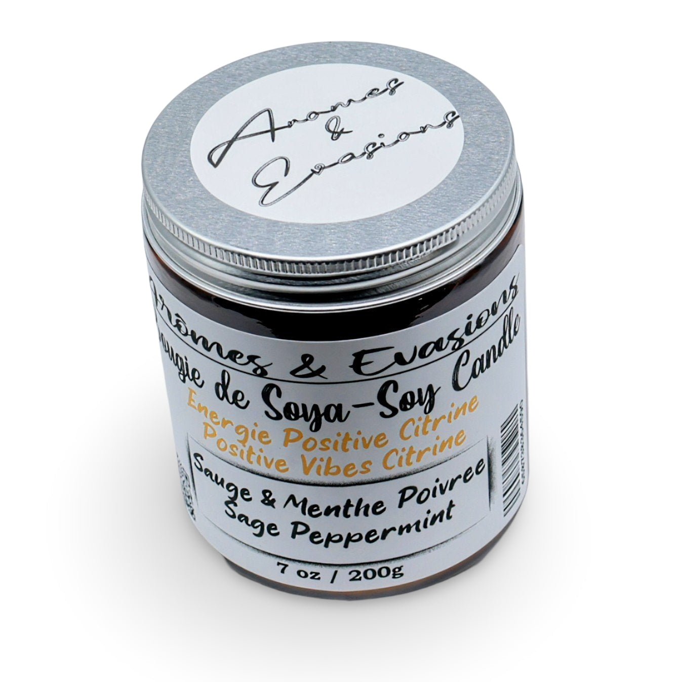 Scented Soy Candle - Positive Vibes - Clary Sage & Peppermint Essential Oils - Citrine Stones - Modern Hustle Marketplace