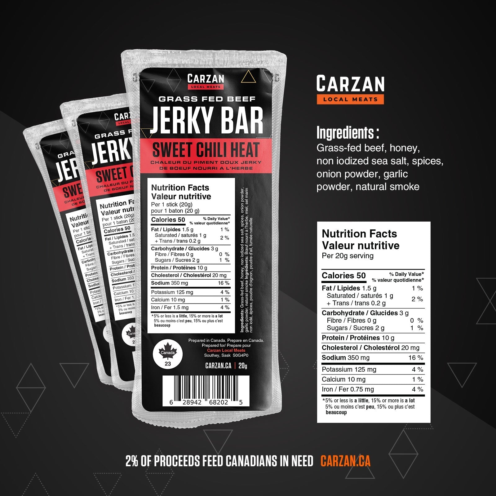 Sweet Chili Heat Grass - Fed Beef Jerky Bars - Modern Hustle Marketplace