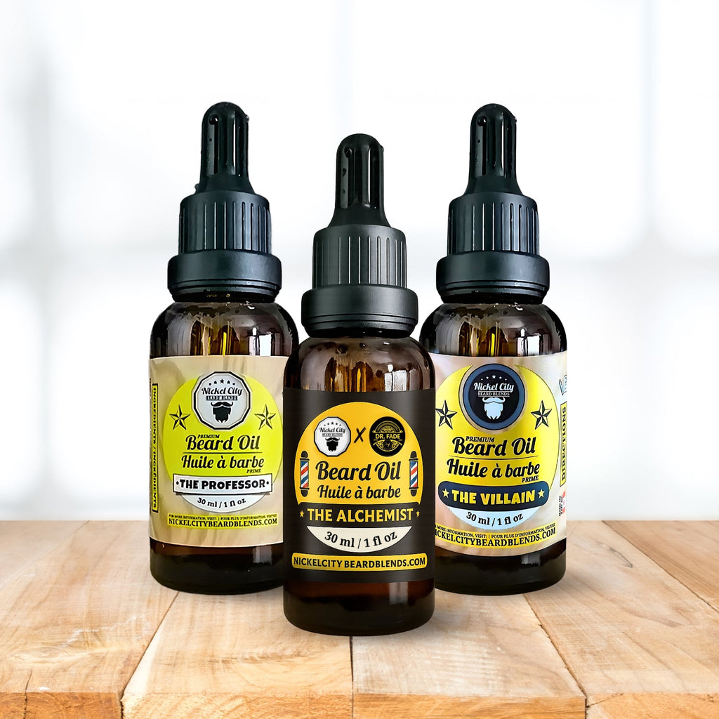 "The Order of Three" Beard Oil Bundle (3 - Piece Ritual Set) – The Professor + The Villain + The Alchemist (3x 30ml) | Includes FREE Magnetic Decal | Handcrafted in Canada - Modern Hustle Marketplace