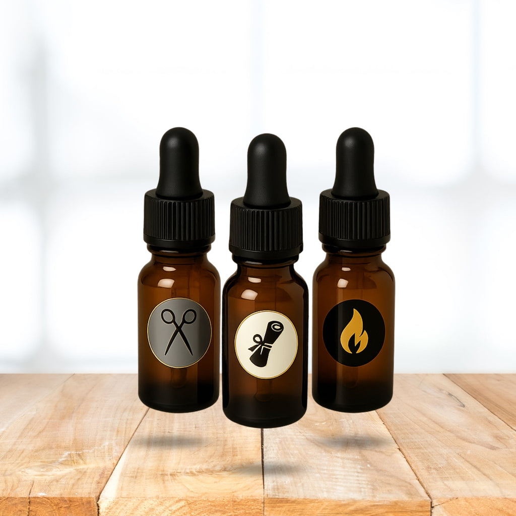 "The Order of Three" Beard Oil Sample Pack (3 x 5ml) – Try The Professor, The Villain & The Alchemist | Handcrafted in Canada - Modern Hustle Marketplace