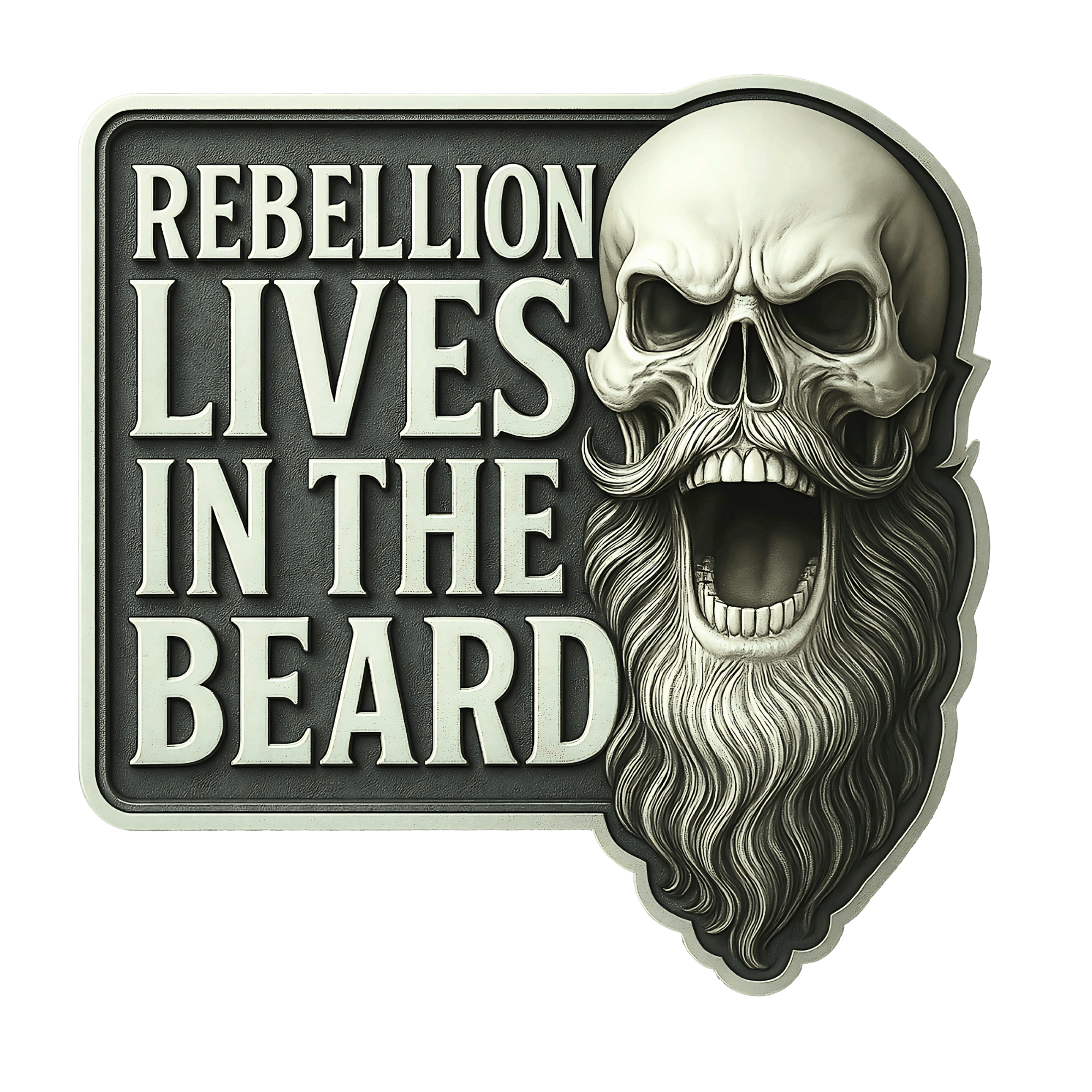 The “Rebellion Lives In The Beard” Decal (10”x10”) – Premium Laminated Vinyl | Die - Cut Skull & Beard Design | Weatherproof Vehicle Sticker | Collector Series - Modern Hustle Marketplace