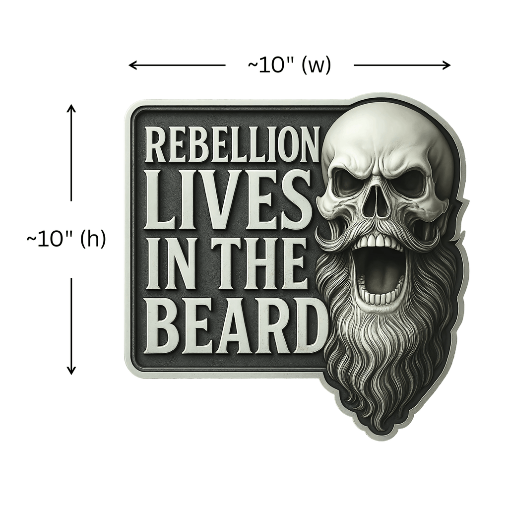 The “Rebellion Lives In The Beard” Decal (10”x10”) – Premium Laminated Vinyl | Die - Cut Skull & Beard Design | Weatherproof Vehicle Sticker | Collector Series - Modern Hustle Marketplace