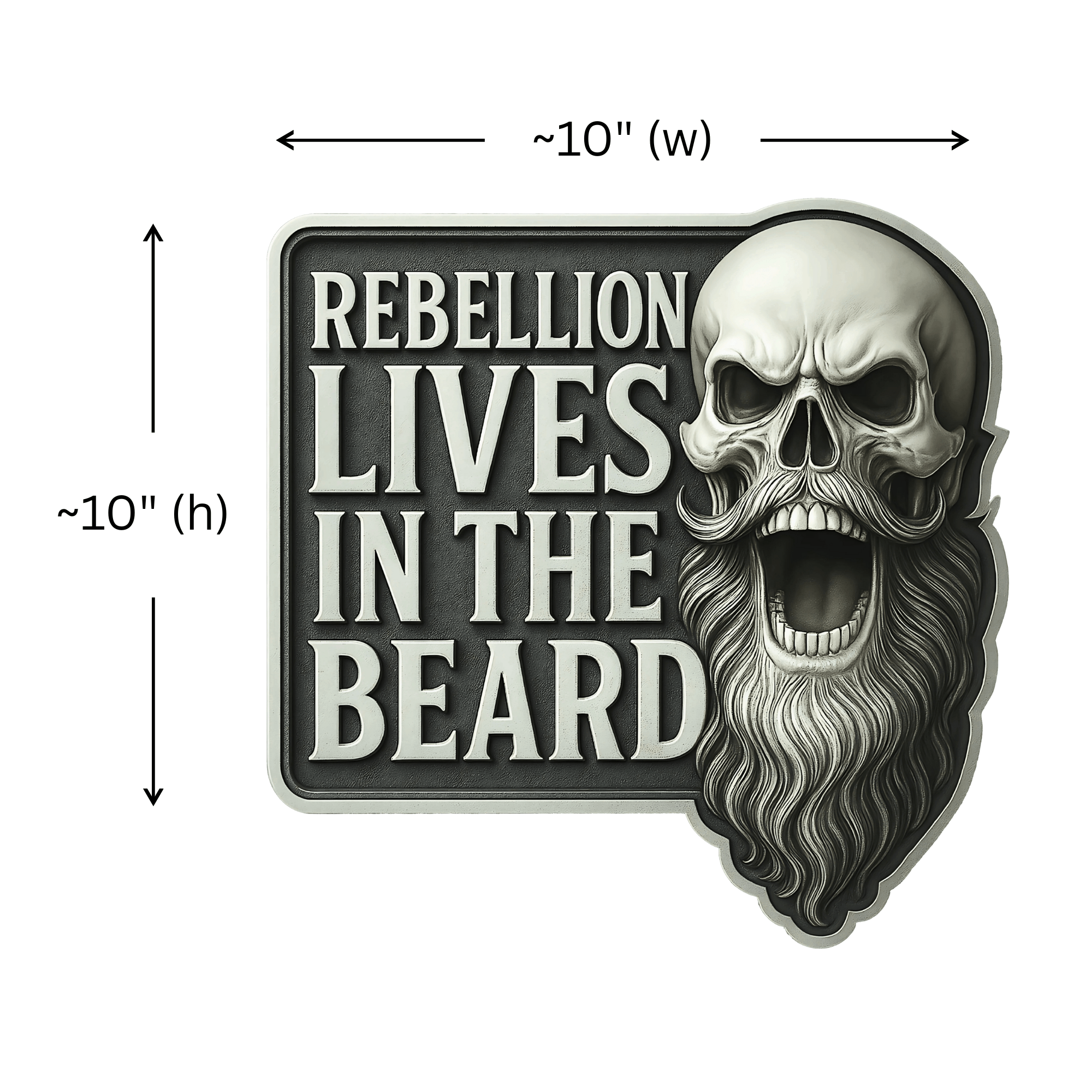 The “Rebellion Lives In The Beard” Decal (10”x10”) – Premium Laminated Vinyl | Die - Cut Skull & Beard Design | Weatherproof Vehicle Sticker | Collector Series - Modern Hustle Marketplace