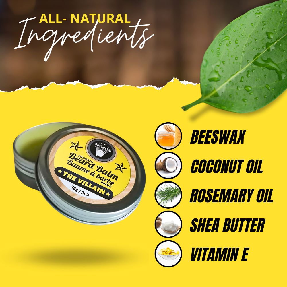 The Villain Beard Balm (56g) – Spiced Tobacco, Fresh Leather, Cognac & Bourbon with Creamy Vanilla | Strong Hold & Conditioning Balm - Modern Hustle Marketplace