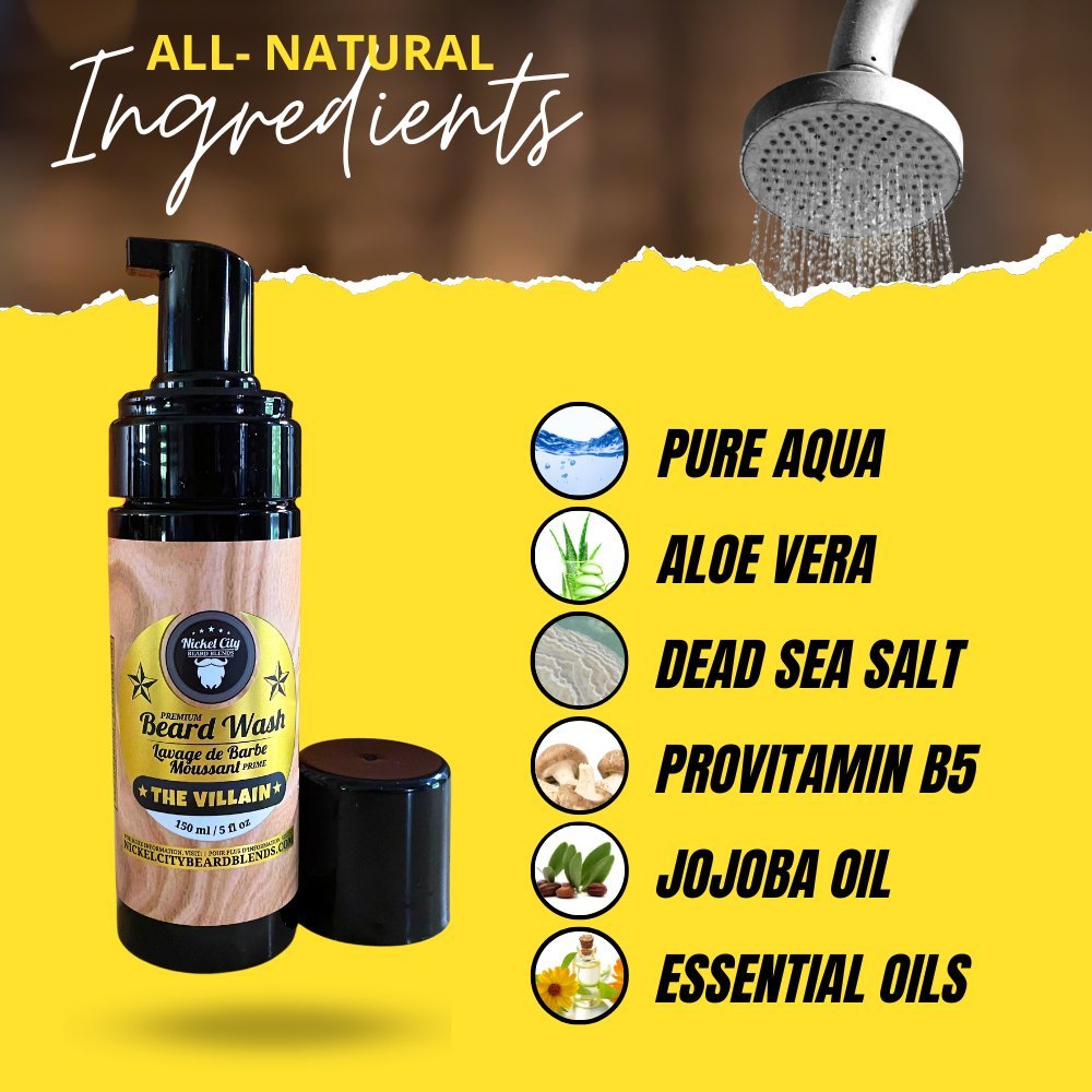 The Villain Beard Wash (150ml) – Spiced Tobacco, Fresh Leather, Cognac & Bourbon with Creamy Vanilla | Refreshing Beard Shampoo & Cleanser - Modern Hustle Marketplace