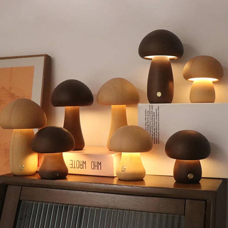 Wooden Mushroom Lamp: Light Brown (Large) - Modern Hustle Marketplace