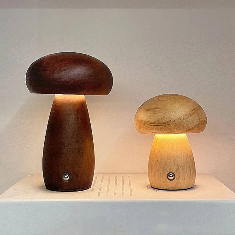 Wooden Mushroom Lamp: Light Brown (Small) - Modern Hustle Marketplace
